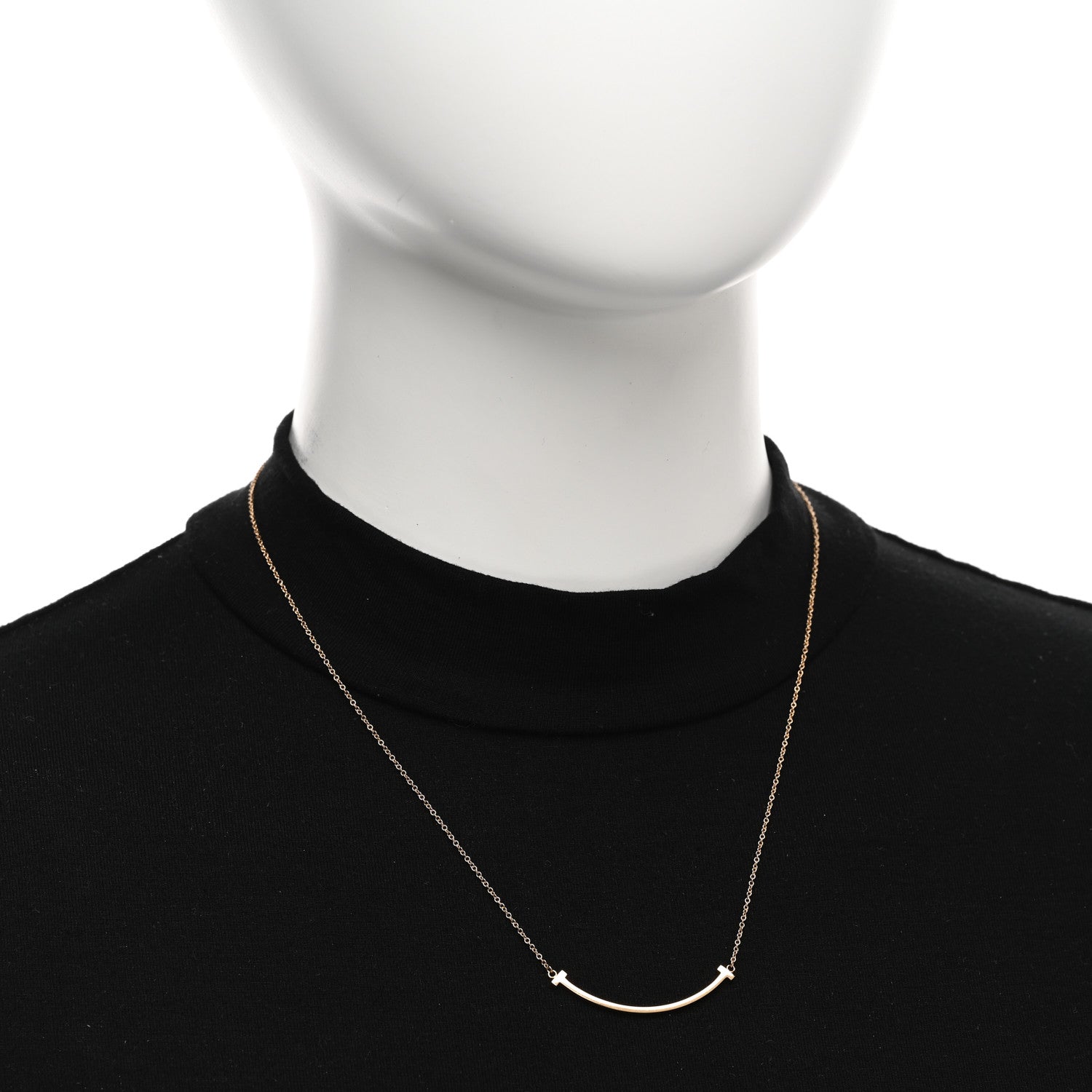 Tiffany 18K Yellow Gold Small T Smile Pendant Necklace 2 of 4