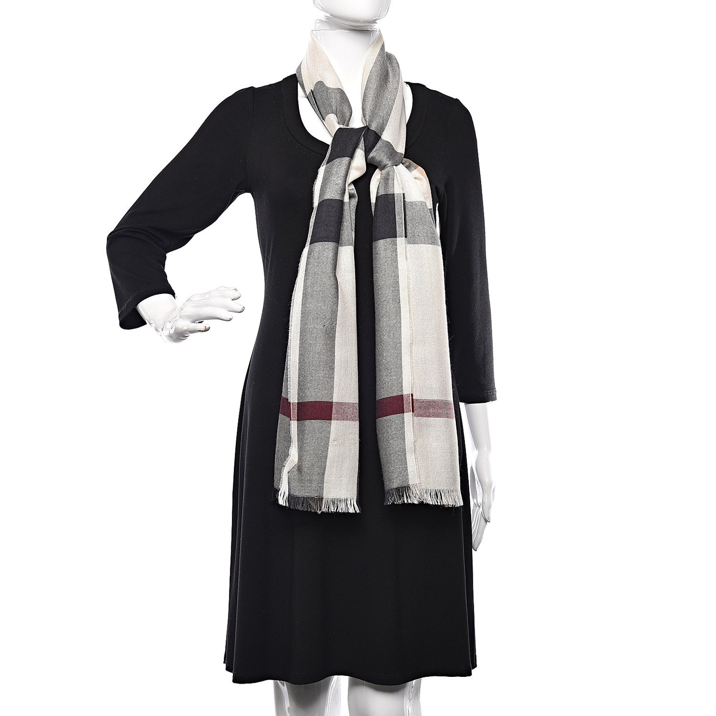 Cashmere Silk House Check Scarf Ivory