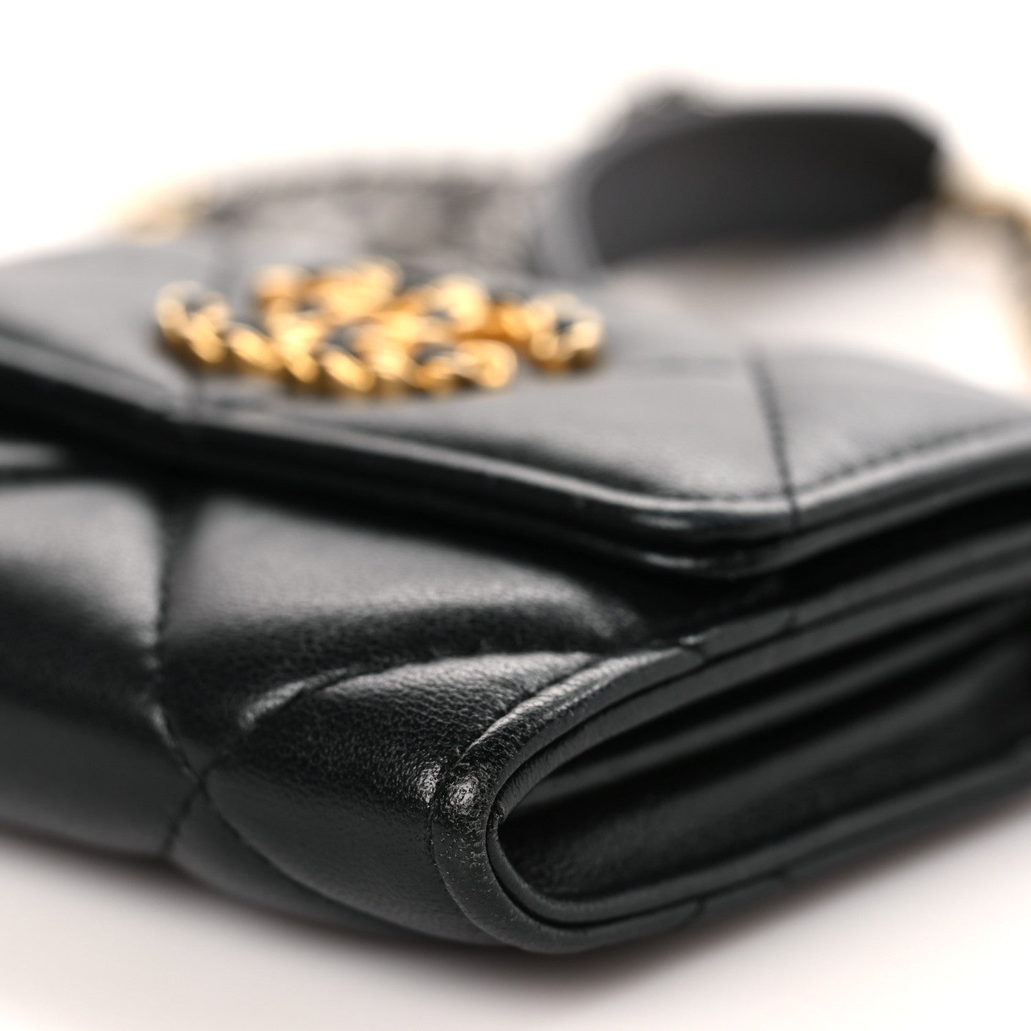 Chanel Lambskin Quilted Chanel 19 Flap Coin Purse With Chain Black 9 of 10