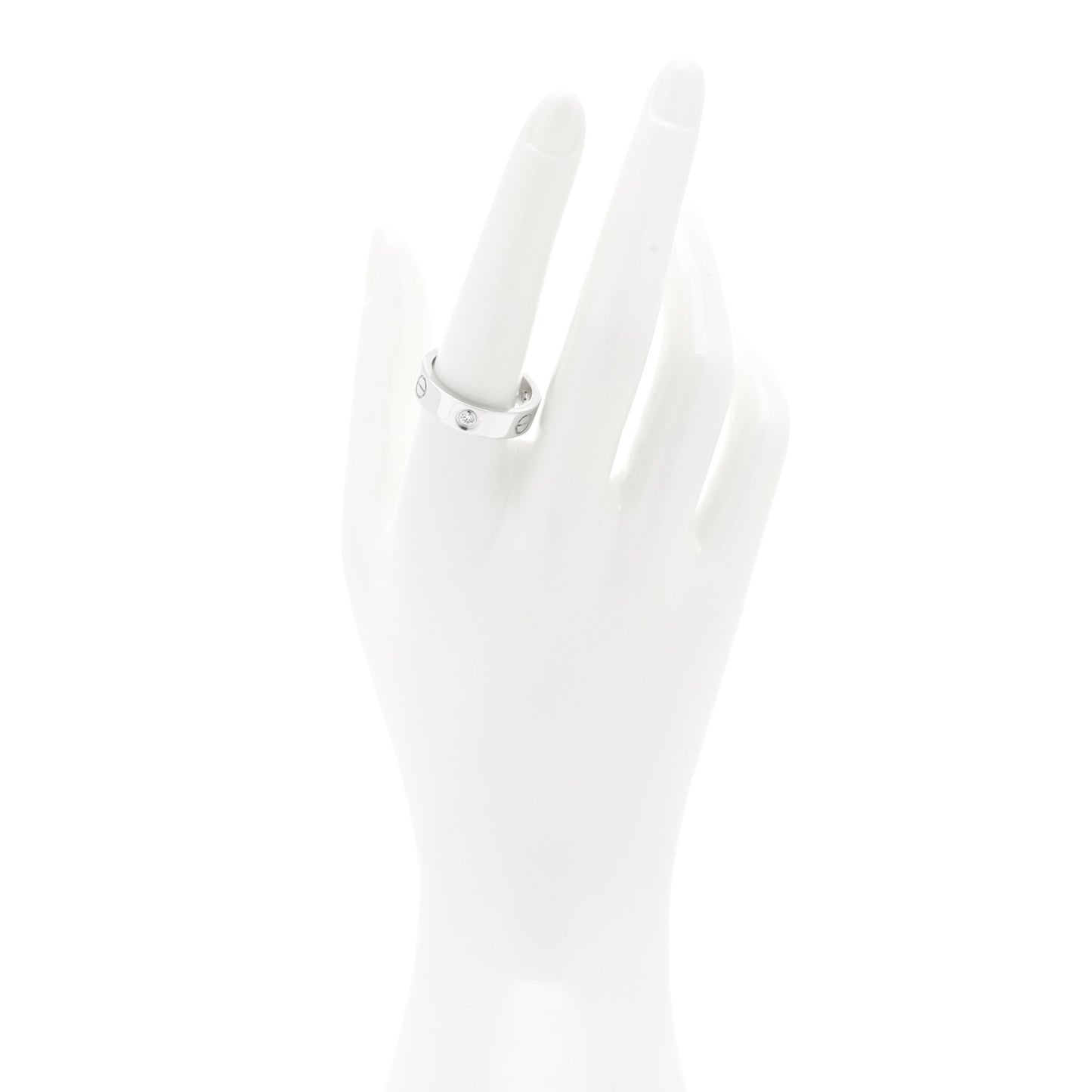 18K White Gold 3 Diamond 5.5mm LOVE Ring 58 8.25