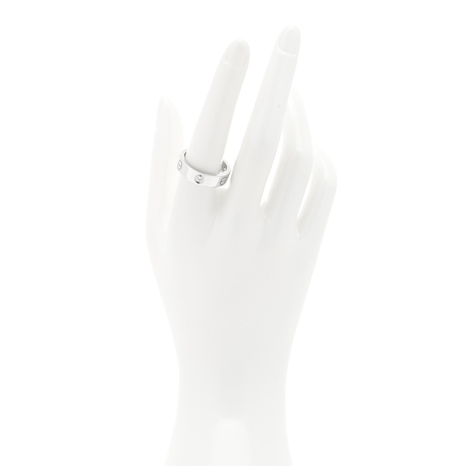 Cartier 18K White Gold 3 Diamond 5.5mm LOVE Ring 58 8.25 2 of 5