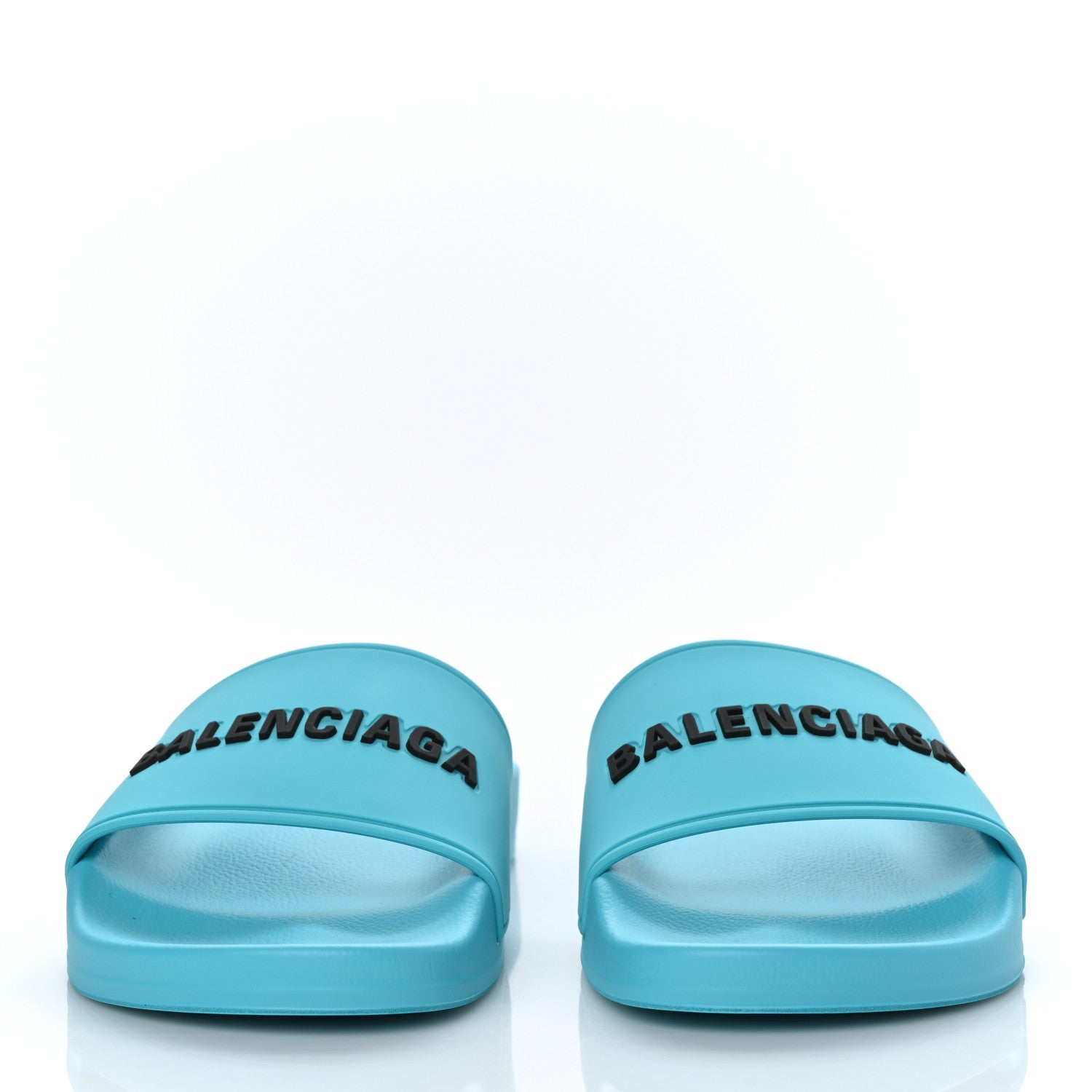 Balenciaga Rubber Womens Logo Pool Slide Sandals 36 Aqua Blue 3 of 7