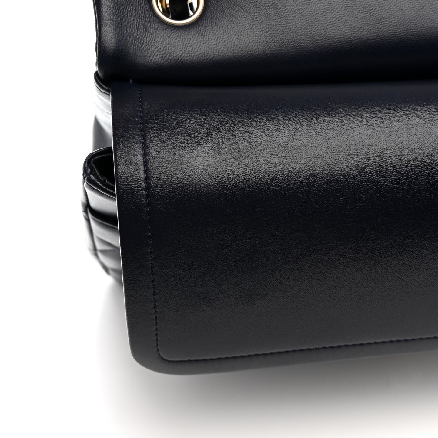 Lambskin Quilted Jumbo Double Flap Navy