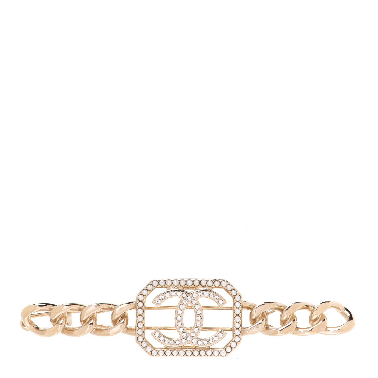 Chanel Crystal Chain CC Vendome Hair Clip Barrette Gold 1 of 5