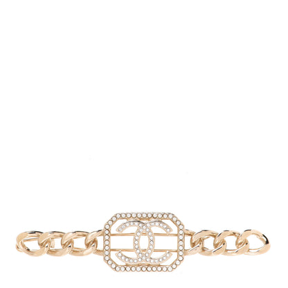 Chanel Crystal Chain CC Vendome Hair Clip Barrette Gold 1 of 5