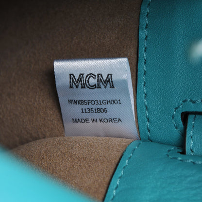 MCM Grained Calfskin Medium Milla Convertible Backpack Oasis Green 7 of 13