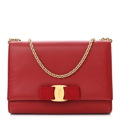 Salvatore Ferragamo Hammered Calfskin Mini Miss Vara Bow Chain Bag Rosso 1 of 11