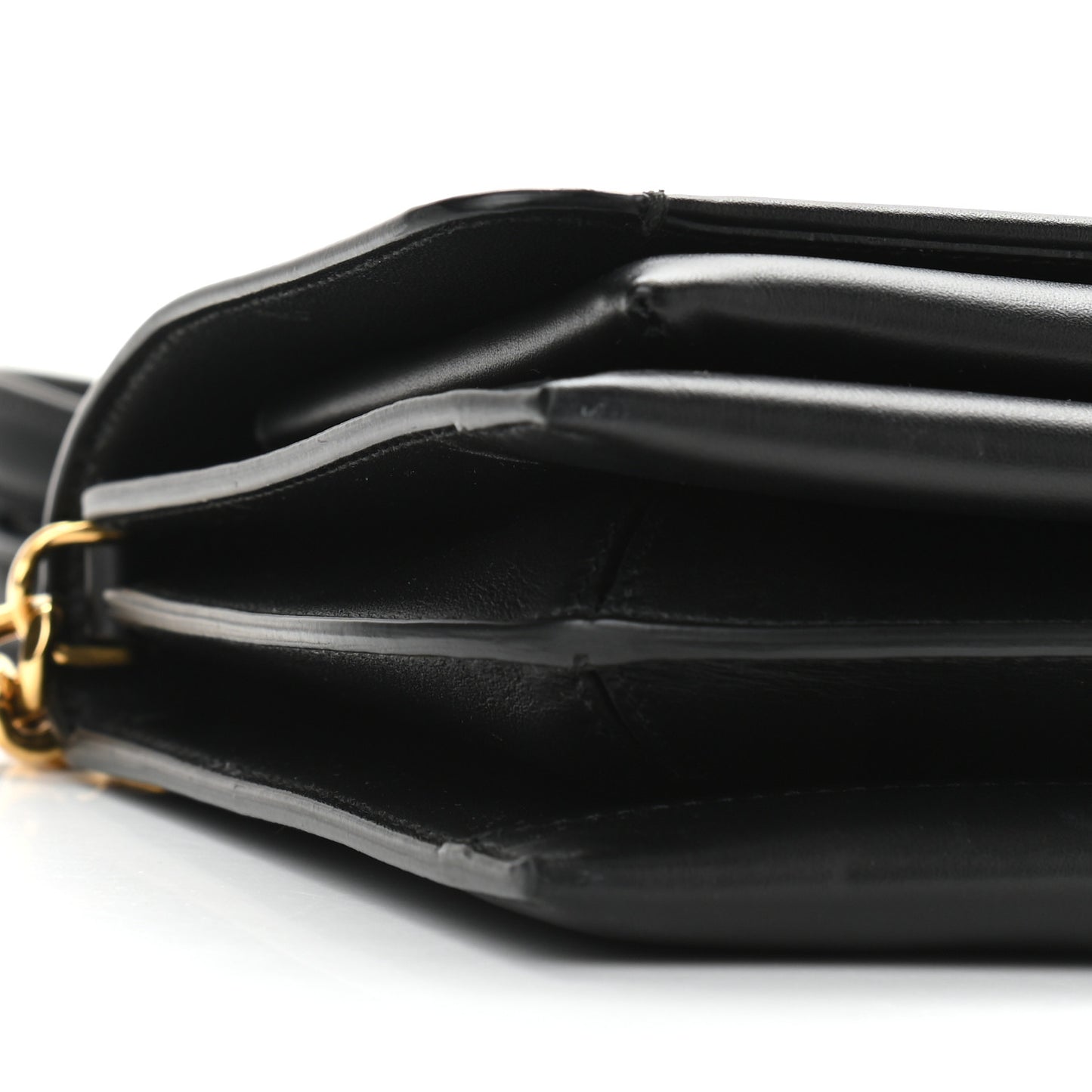 Calfskin Trifolio Flap Shoulder Bag Black