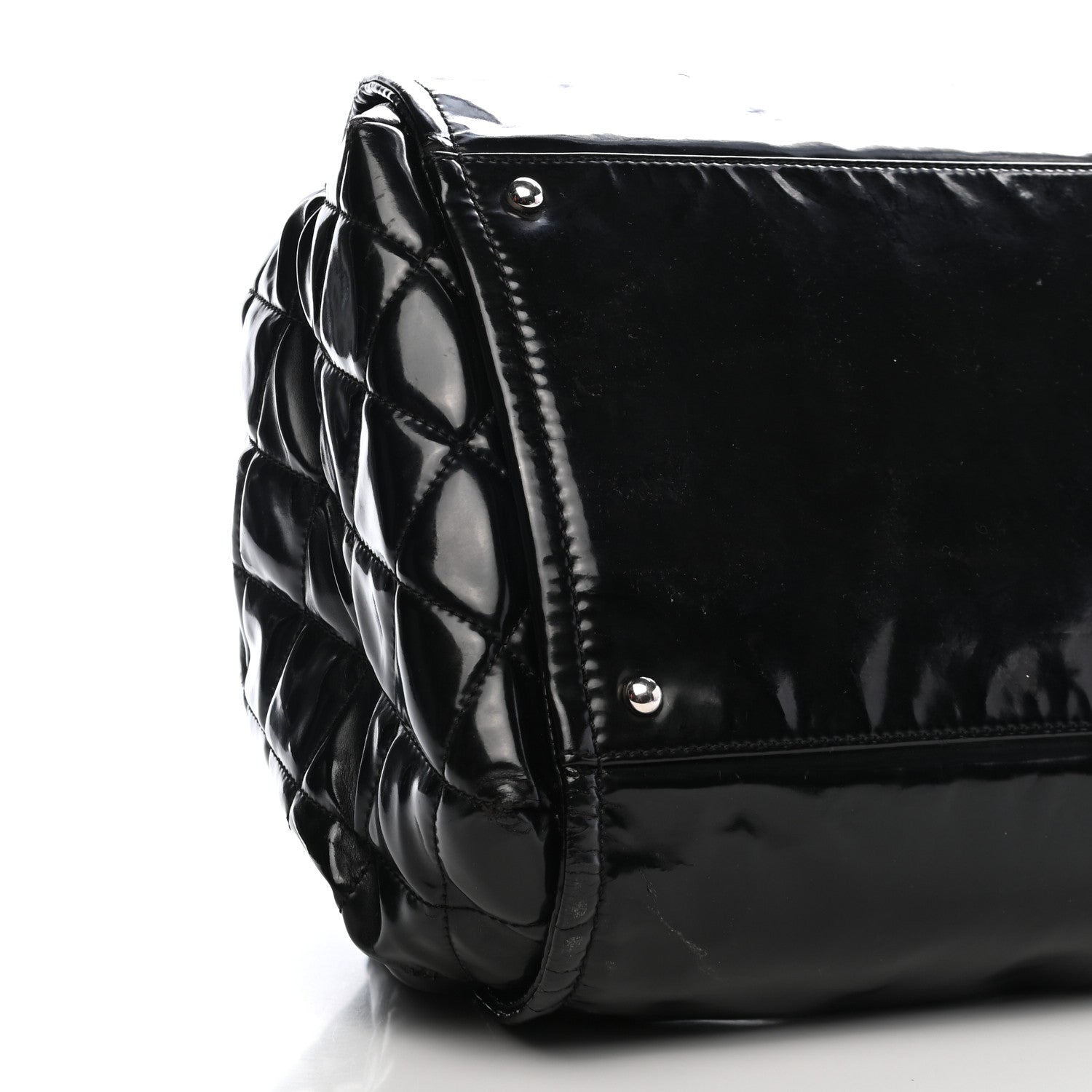 Chanel Vinyl Lipstick Ligne Accordion Tote Black 8 of 9