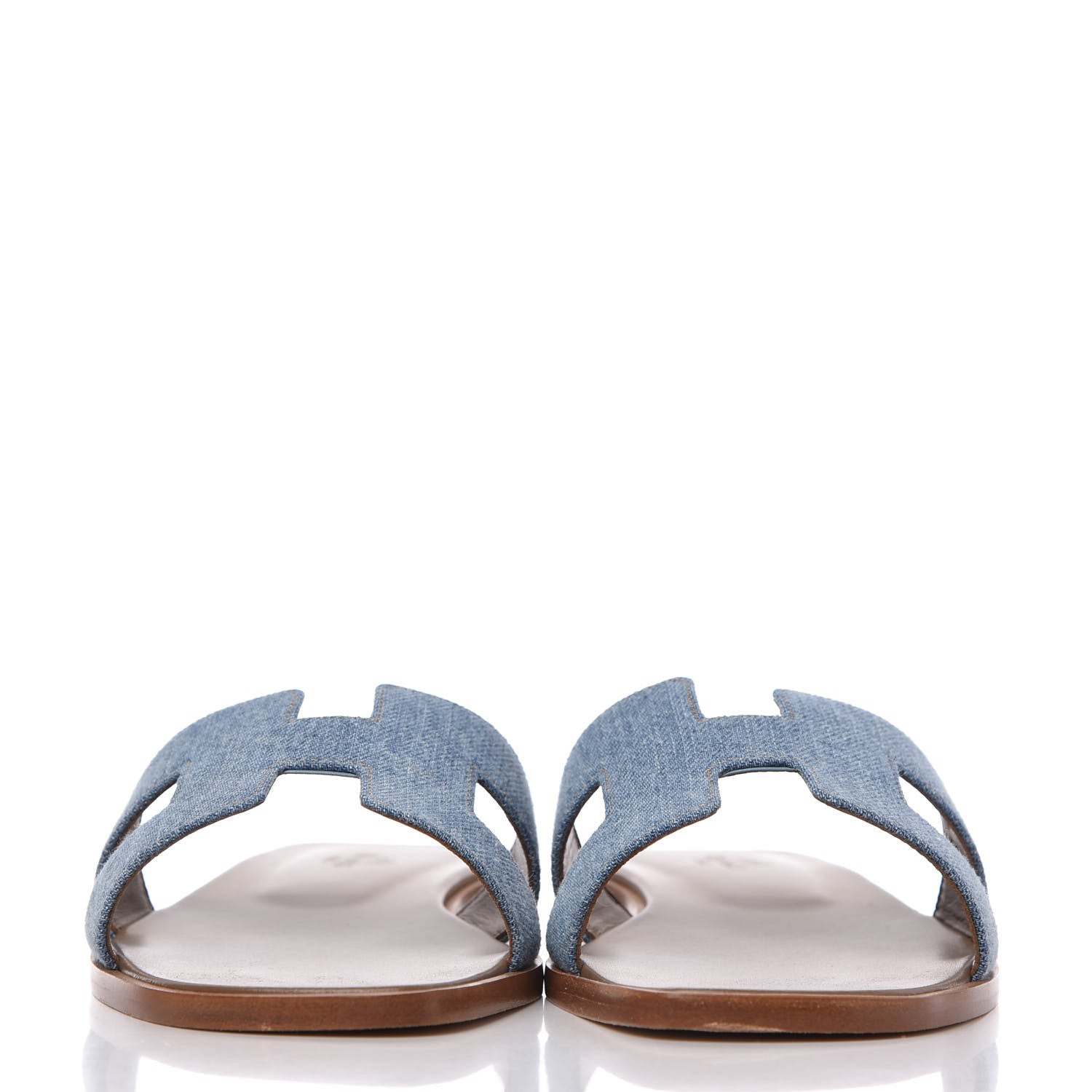 Hermes Denim Canvas Oran Sandals 38.5 Bleu Clair 2 of 9