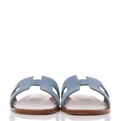Hermes Denim Canvas Oran Sandals 38.5 Bleu Clair 2 of 9