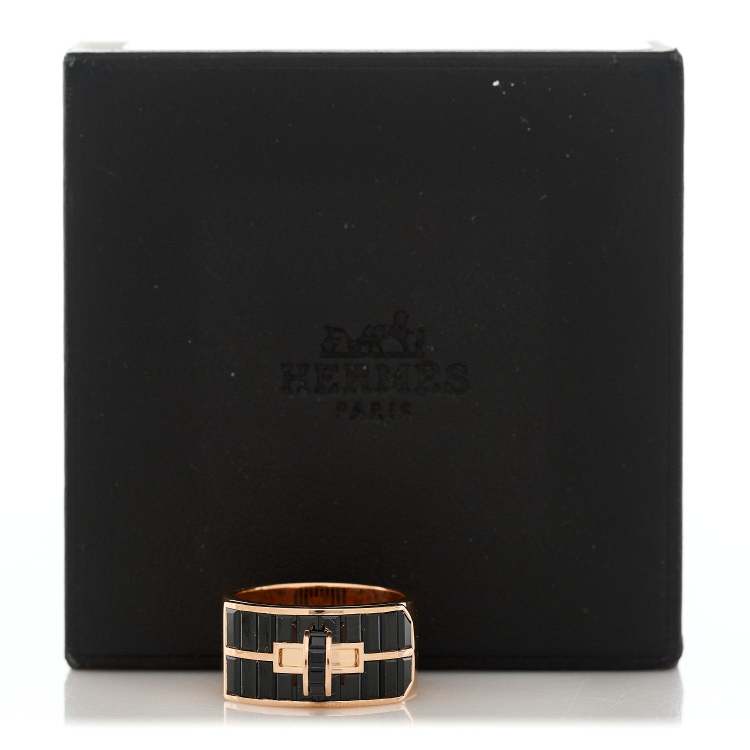 Hermes 18K Rose Gold Black Spinel Kelly Band Ring 54 6.75 7 of 7