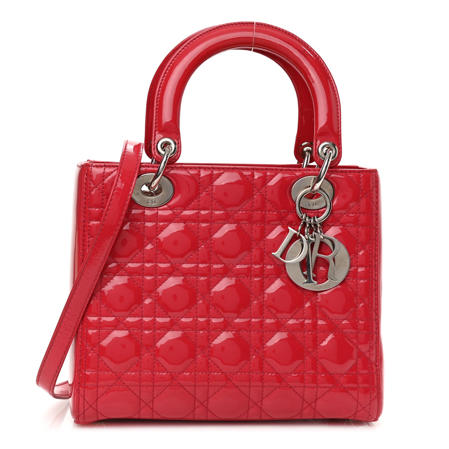 Christian Dior Patent Cannage Medium Lady Dior Red 1 of 9