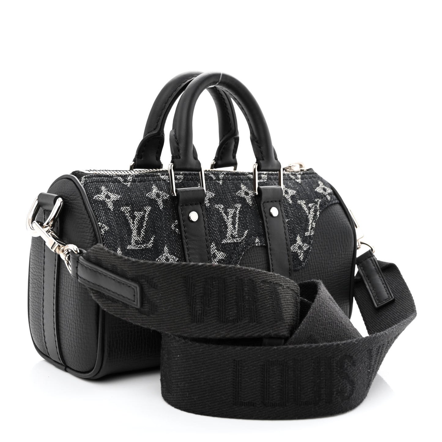 X NIGO Taurillon Monogram Denim Drip Keepall XS Black