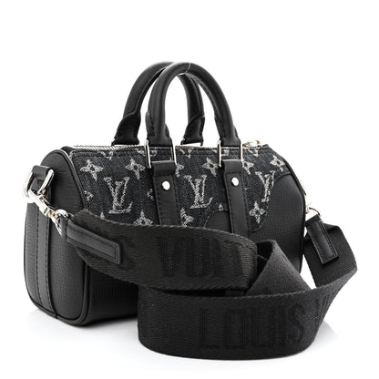 Louis Vuitton X NIGO Taurillon Monogram Denim Drip Keepall XS Black 3 of 9