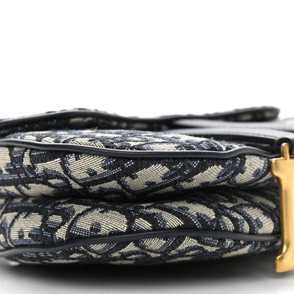 Christian Dior Oblique Mini Saddle Bag Blue 8 of 9