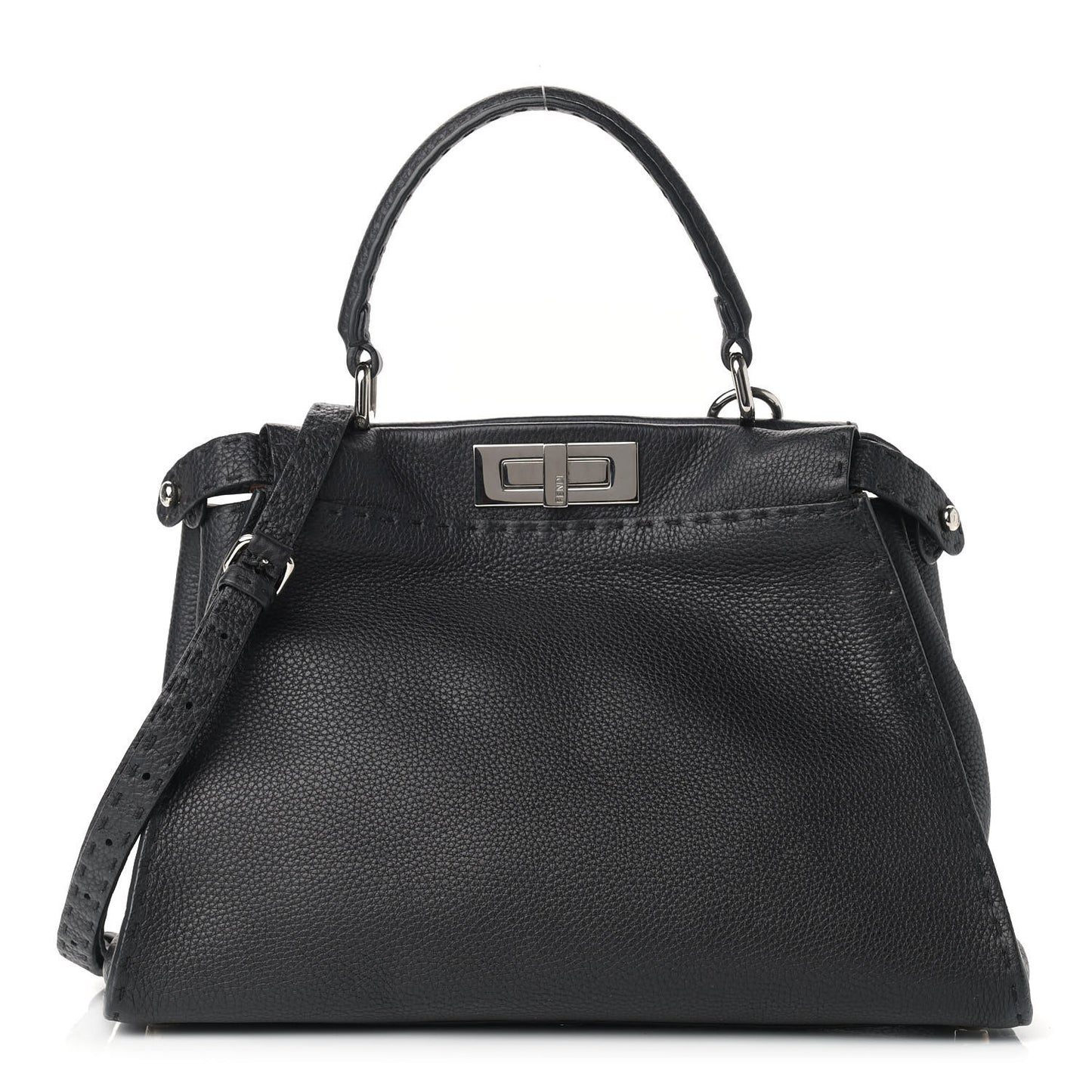 Cuoio Romano Selleria Bi-Color Medium Peekaboo Iconic Satchel Black Mou
