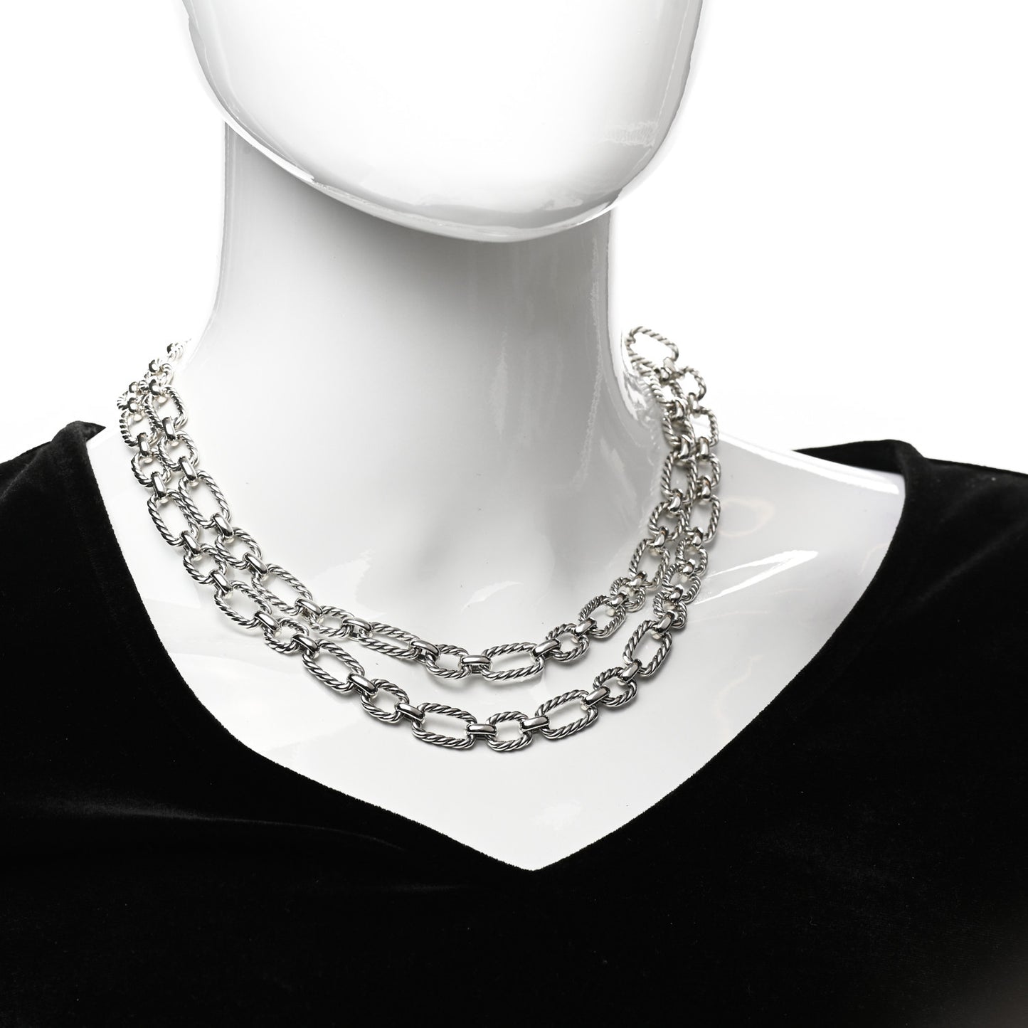 Sterling Silver Blue Sapphire 9.5mm Cushion Link Chain Necklace