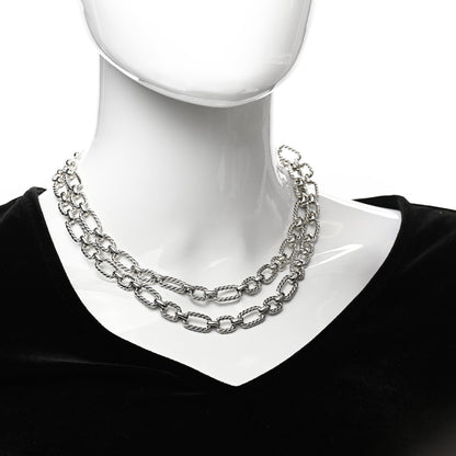David Yurman Sterling Silver Blue Sapphire 9.5mm Cushion Link Chain Necklace 2 of 4