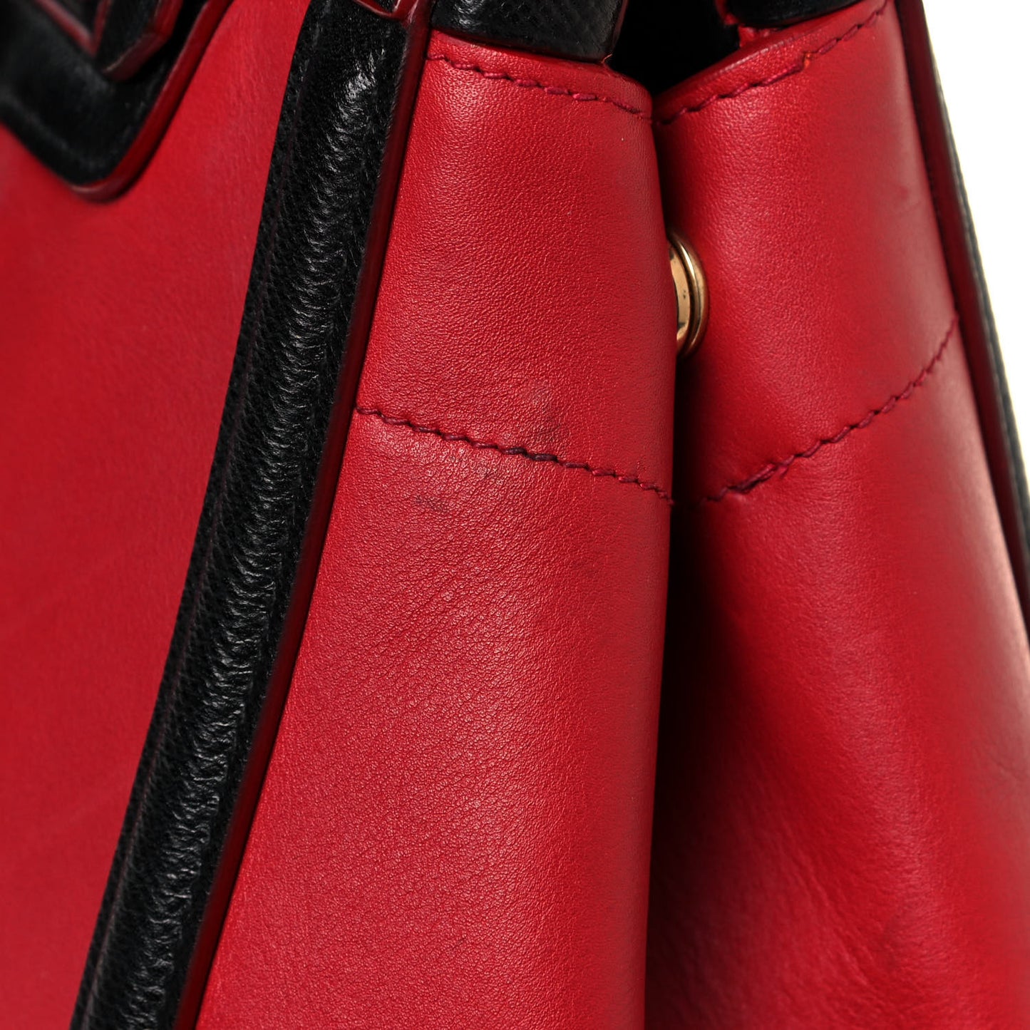 Saffiano City Calfskin Bi-Color Tote Fuoco Black