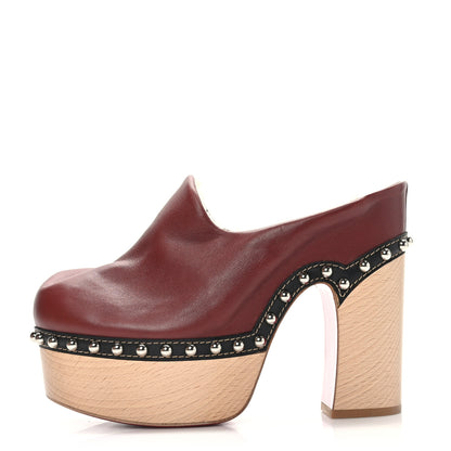 Christian Louboutin Calfskin Shearling Joan 130 Platform Mules 40.5 Burgundy 1 of 7