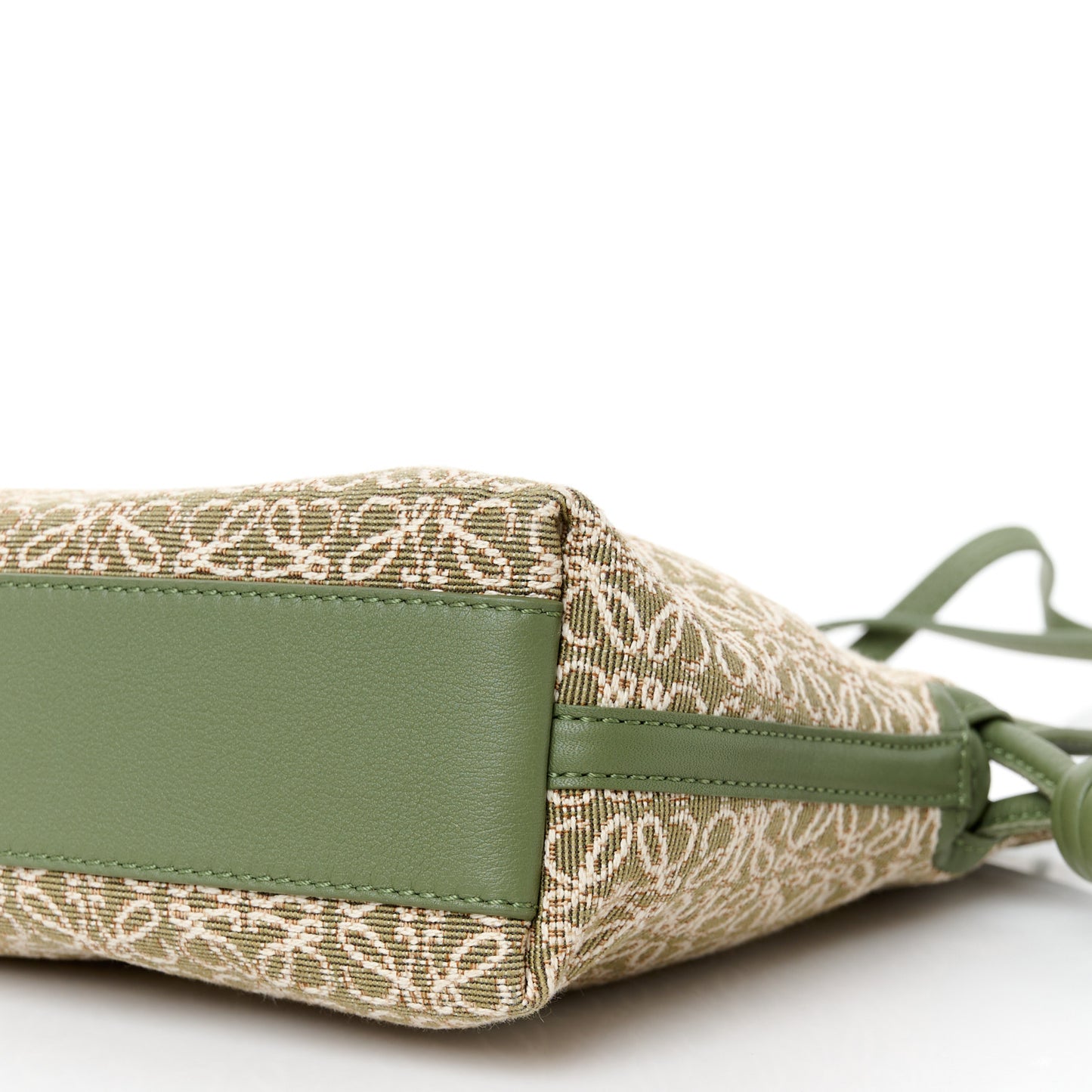 Jacquard Anagram Calfskin Mini Flamenco Knot Clutch Vintage Khaki