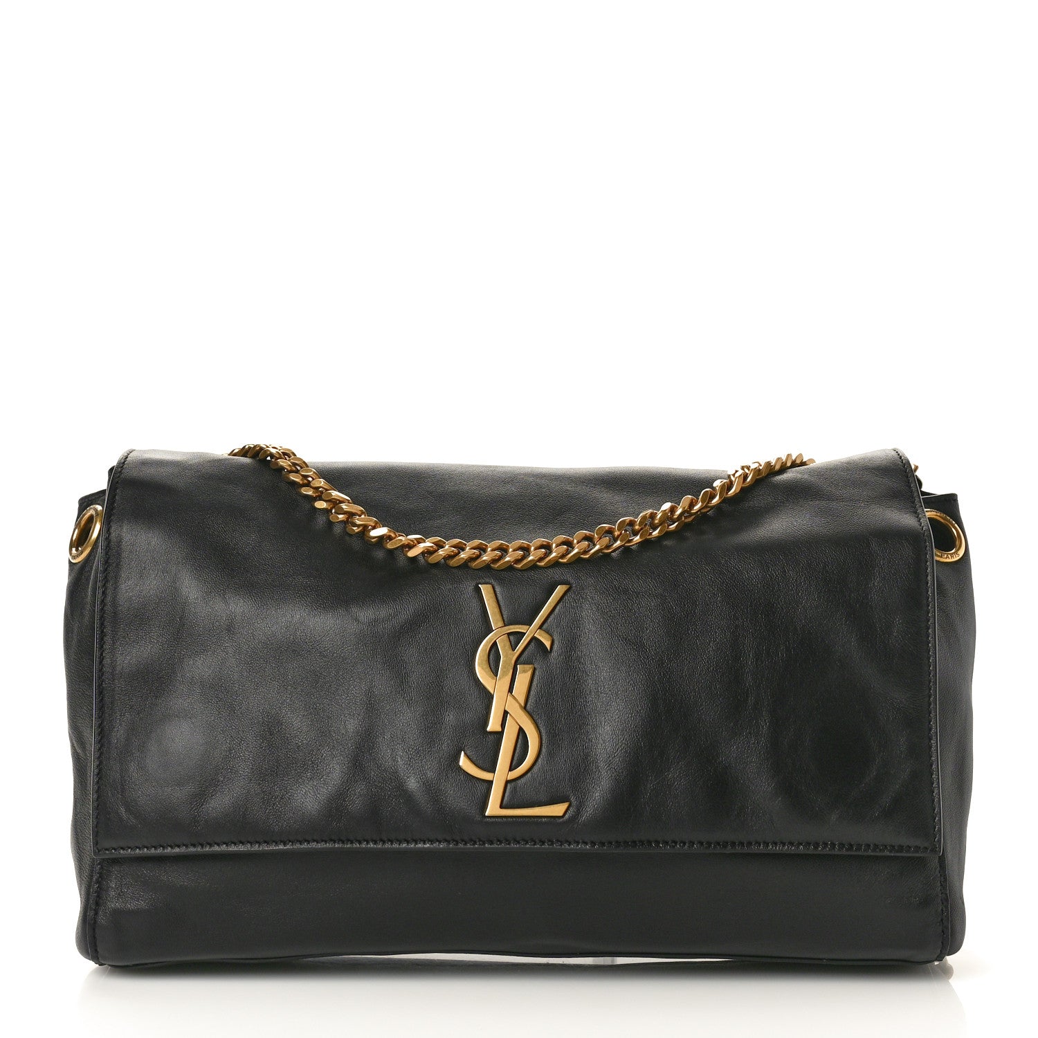 Saint Laurent Smooth Calfskin Suede Medium Reversible Monogram Kate Satchel Black 13 of 18