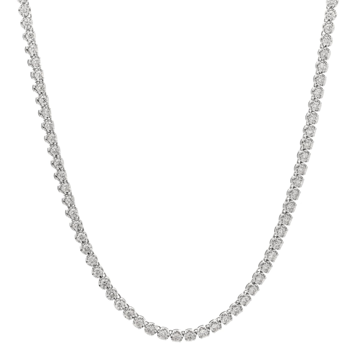 14K White Gold Diamond 4.96ctw Tennis Necklace
