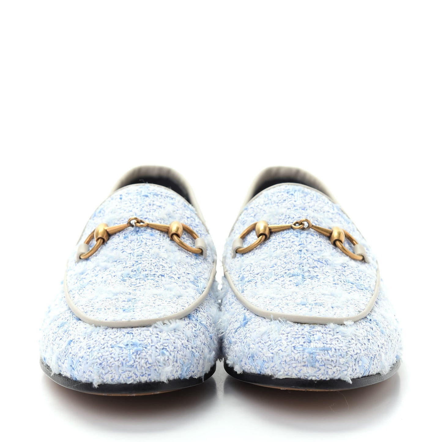 Wool Tweed Horsebit Womens Jordaan Loafers 35 Light Blue White Mystic White