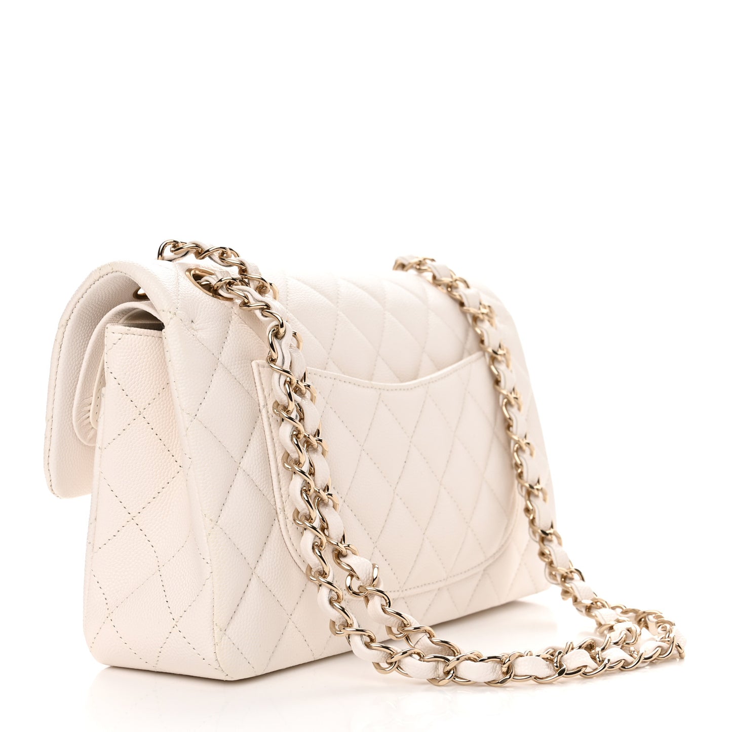 Caviar Quilted Small Double Flap White