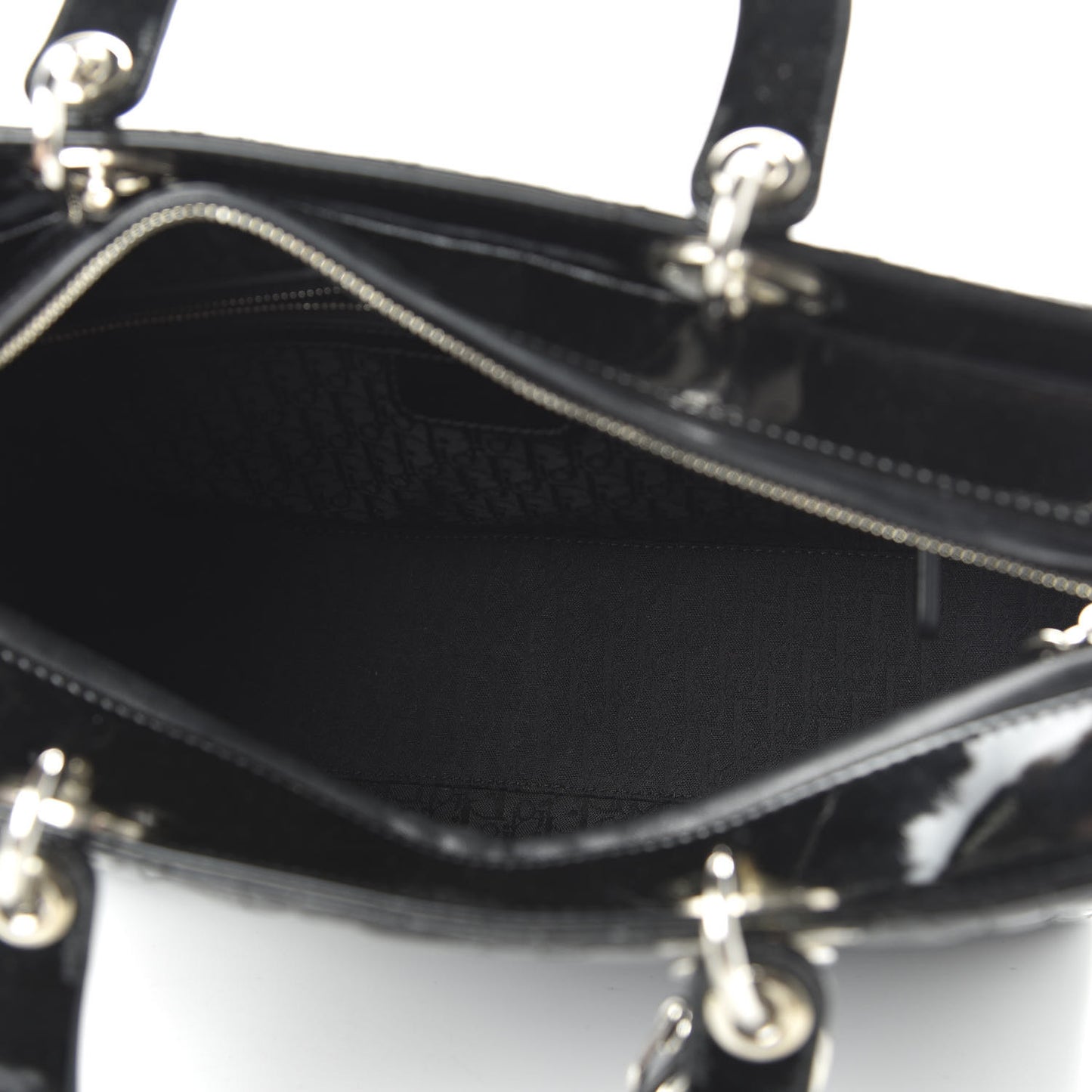 Patent Cannage Large Lady Dior Black