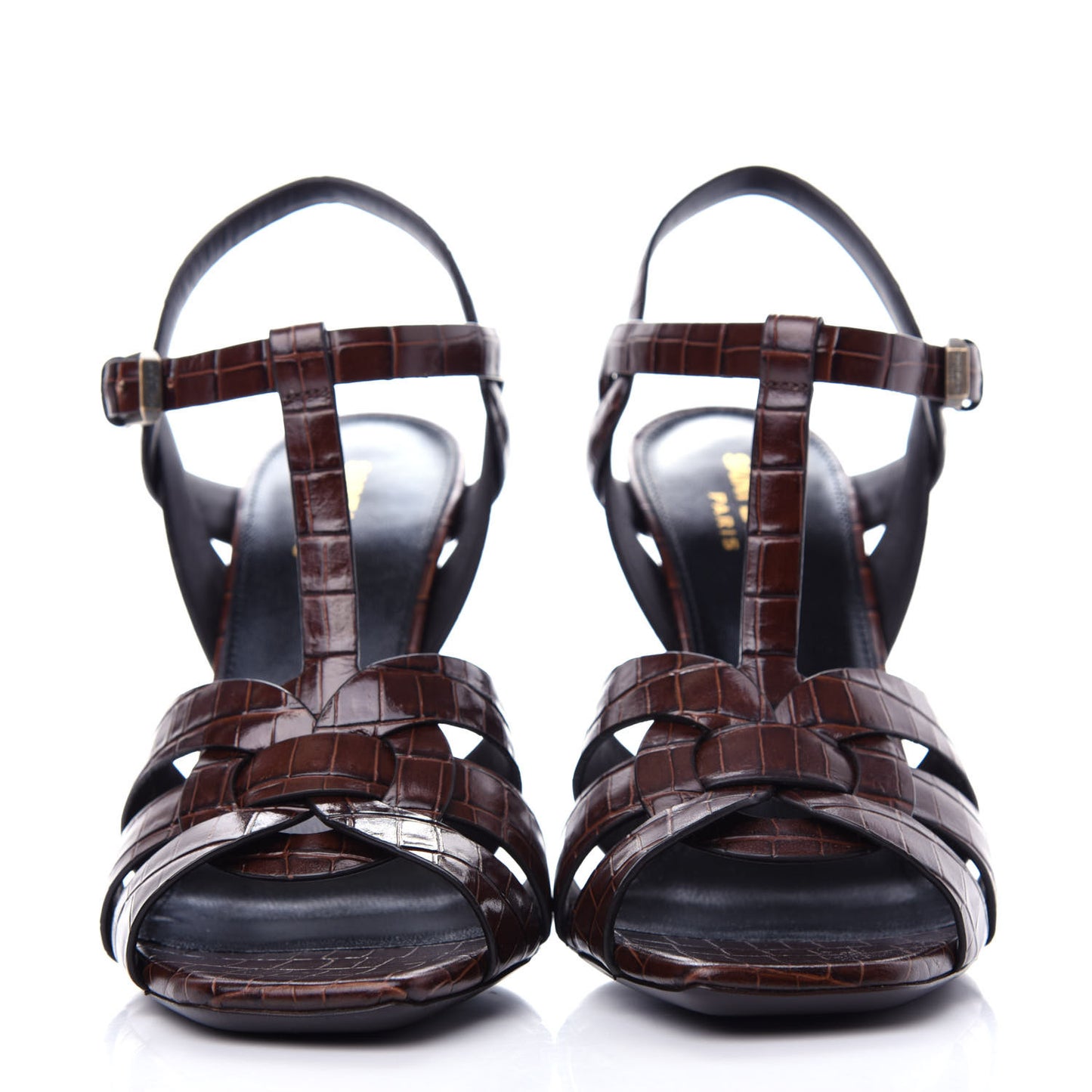 Calfskin Crocodile Embossed Tribute 105 Sandals 38 Moro