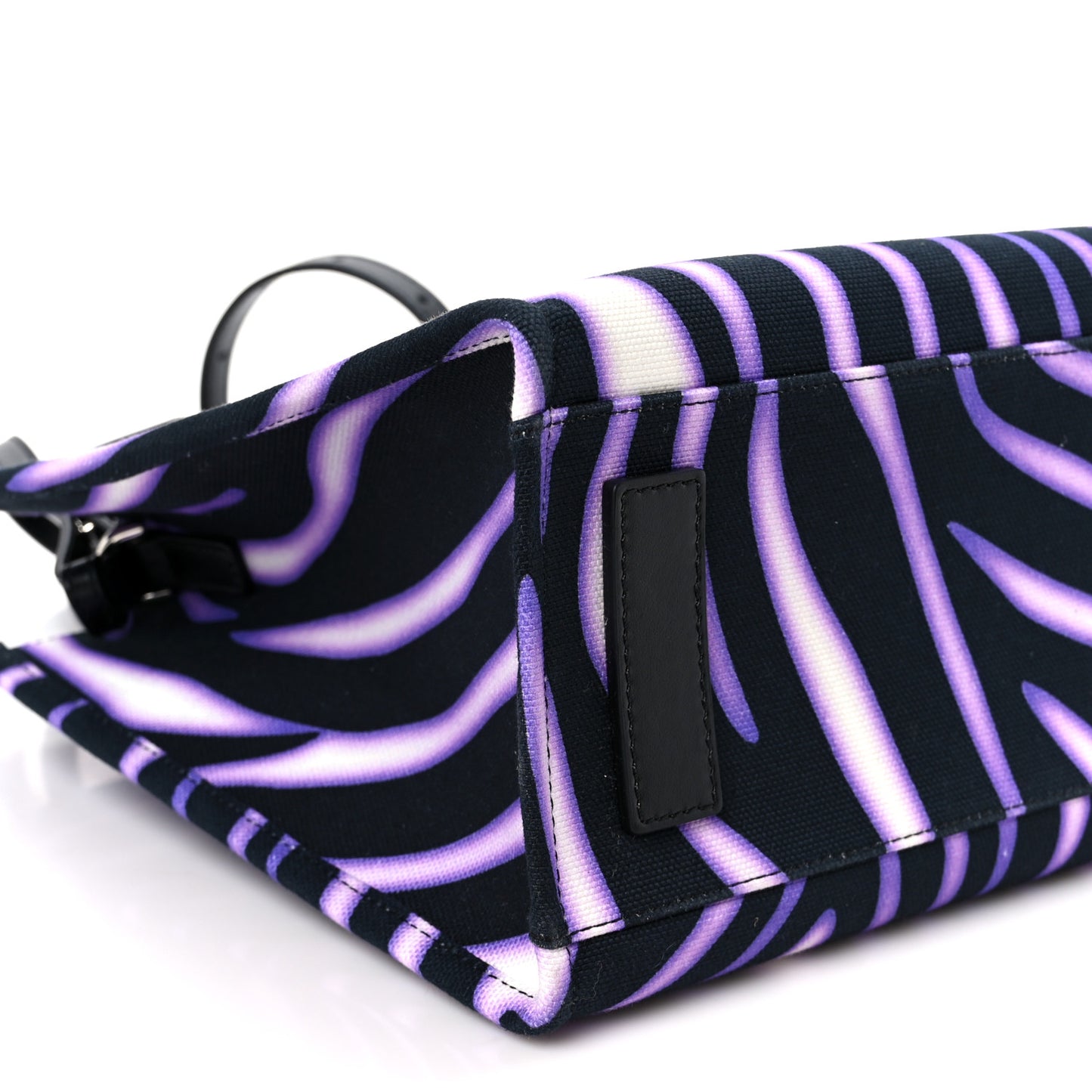 Canvas Calfskin Zebra La Medusa Small Tote Bag Purple Black