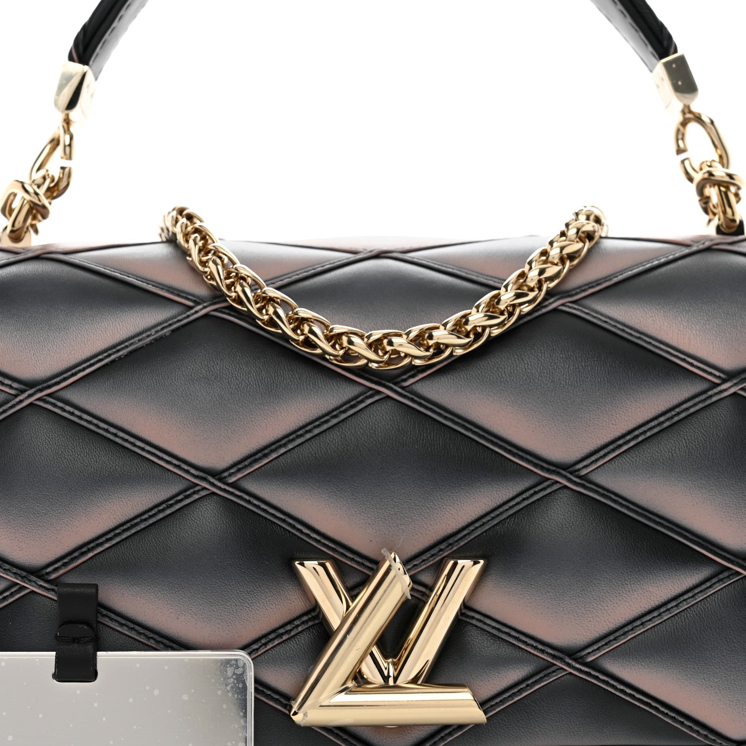 Louis Vuitton Lambskin Malletage Top Handle GO-14 MM Black Pink 7 of 9