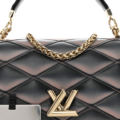 Louis Vuitton Lambskin Malletage Top Handle GO-14 MM Black Pink 7 of 9