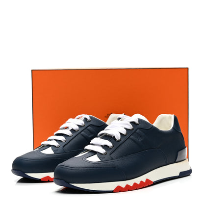 Hermes Epsom Calfskin Mens Trail Sneakers 42 Indigo White 9 of 9