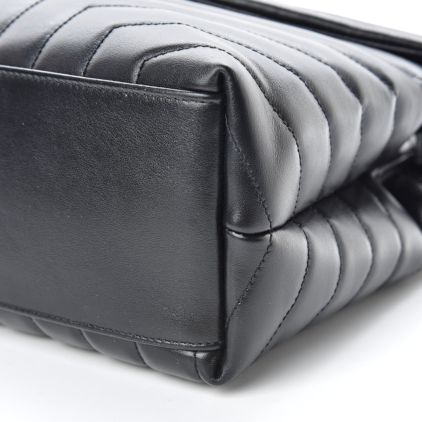Calfskin Y Quilted Monogram Medium Loulou Chain Satchel Black