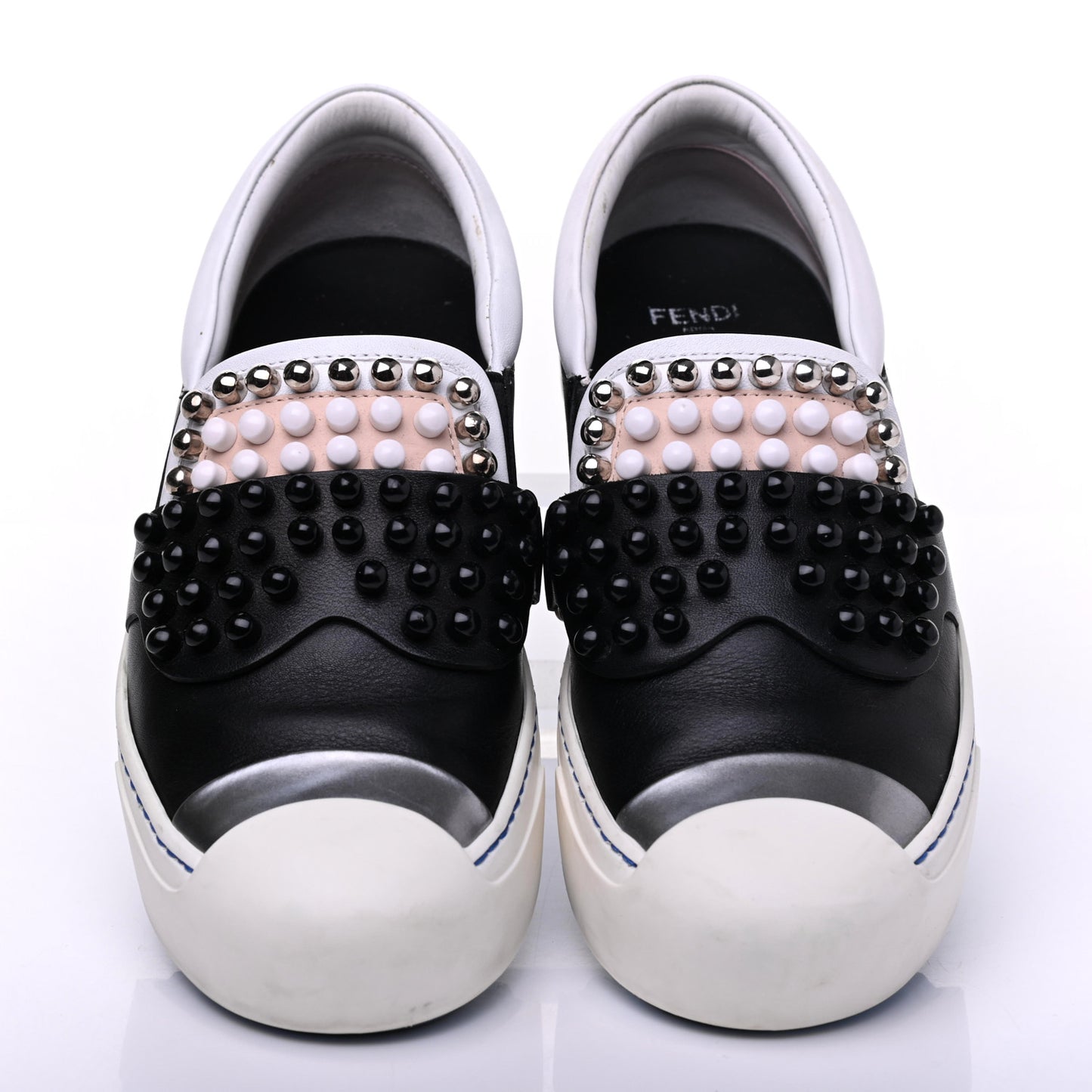 Calfskin Studded Karlito Slip On Sneaker 36 Black