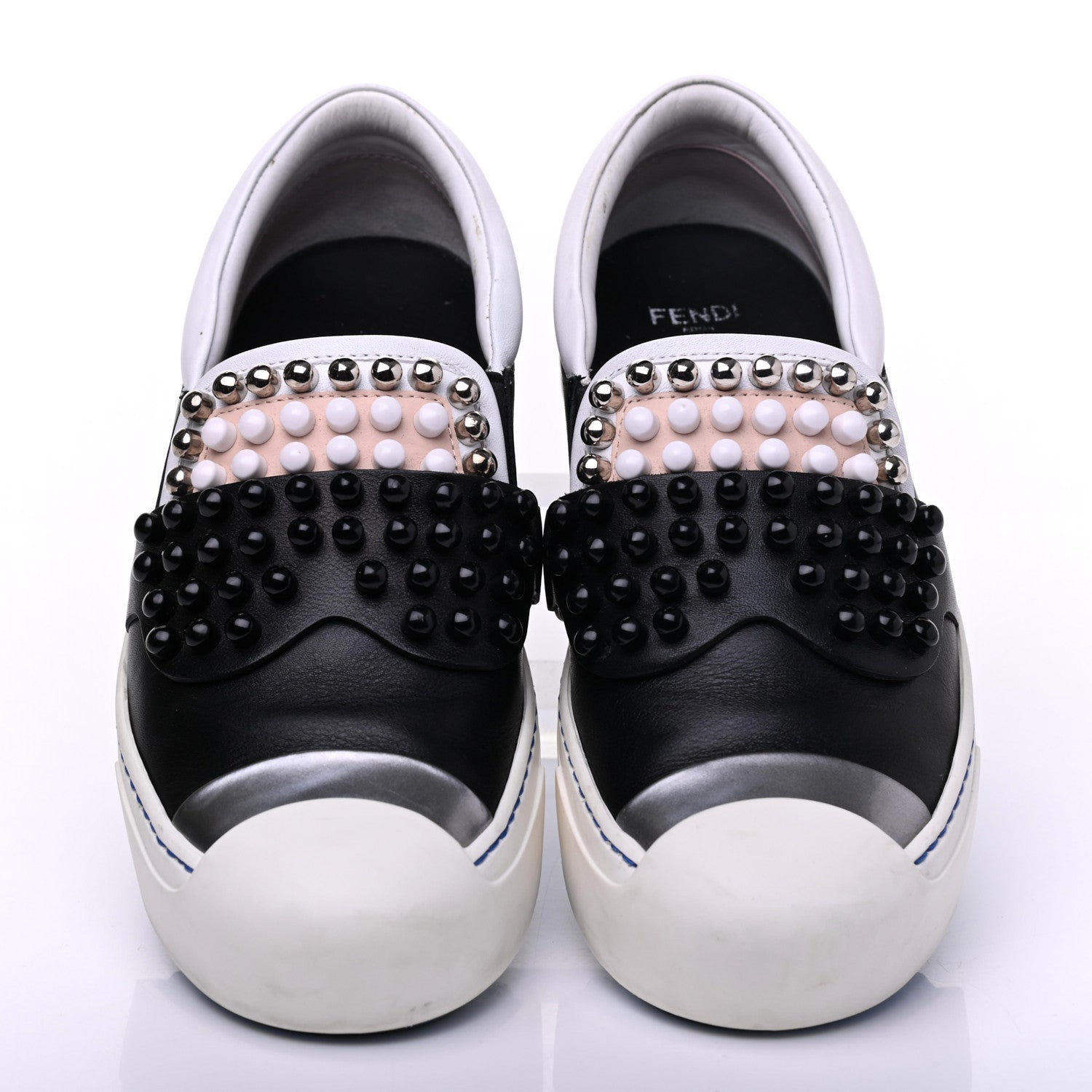 Fendi Calfskin Studded Karlito Slip On Sneaker 36 Black 5 of 24