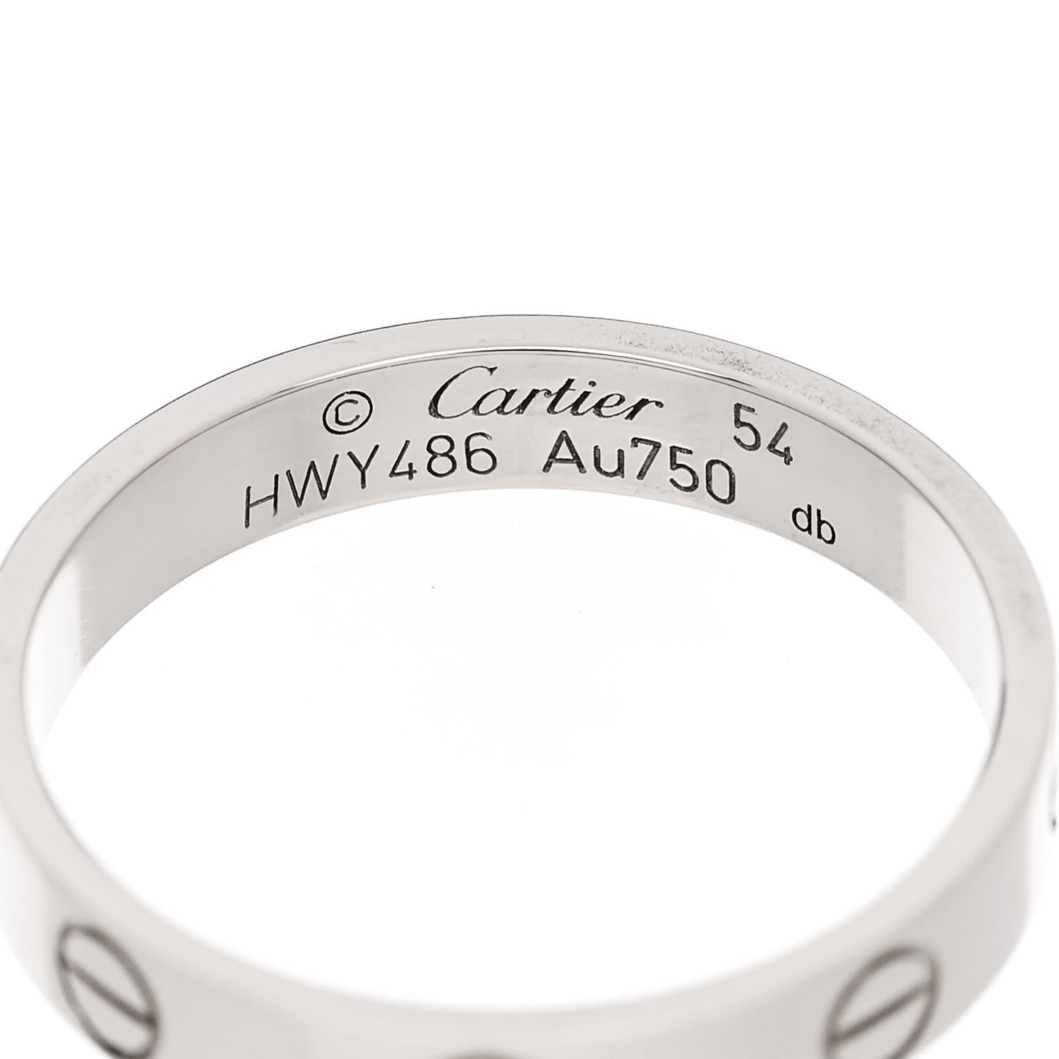 Cartier 18K White Gold 3.5mm LOVE Wedding Band Ring 54 7 4 of 5