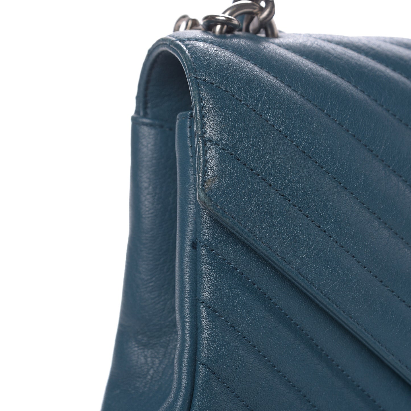Sheepskin Matelasse Monogram Medium College Bag Peacock Green