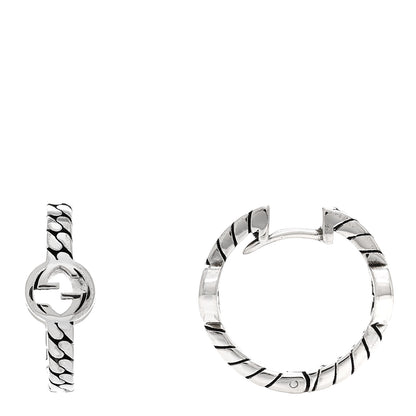 Gucci Sterling Silver Interlocking G Hoop Earrings 1 of 4