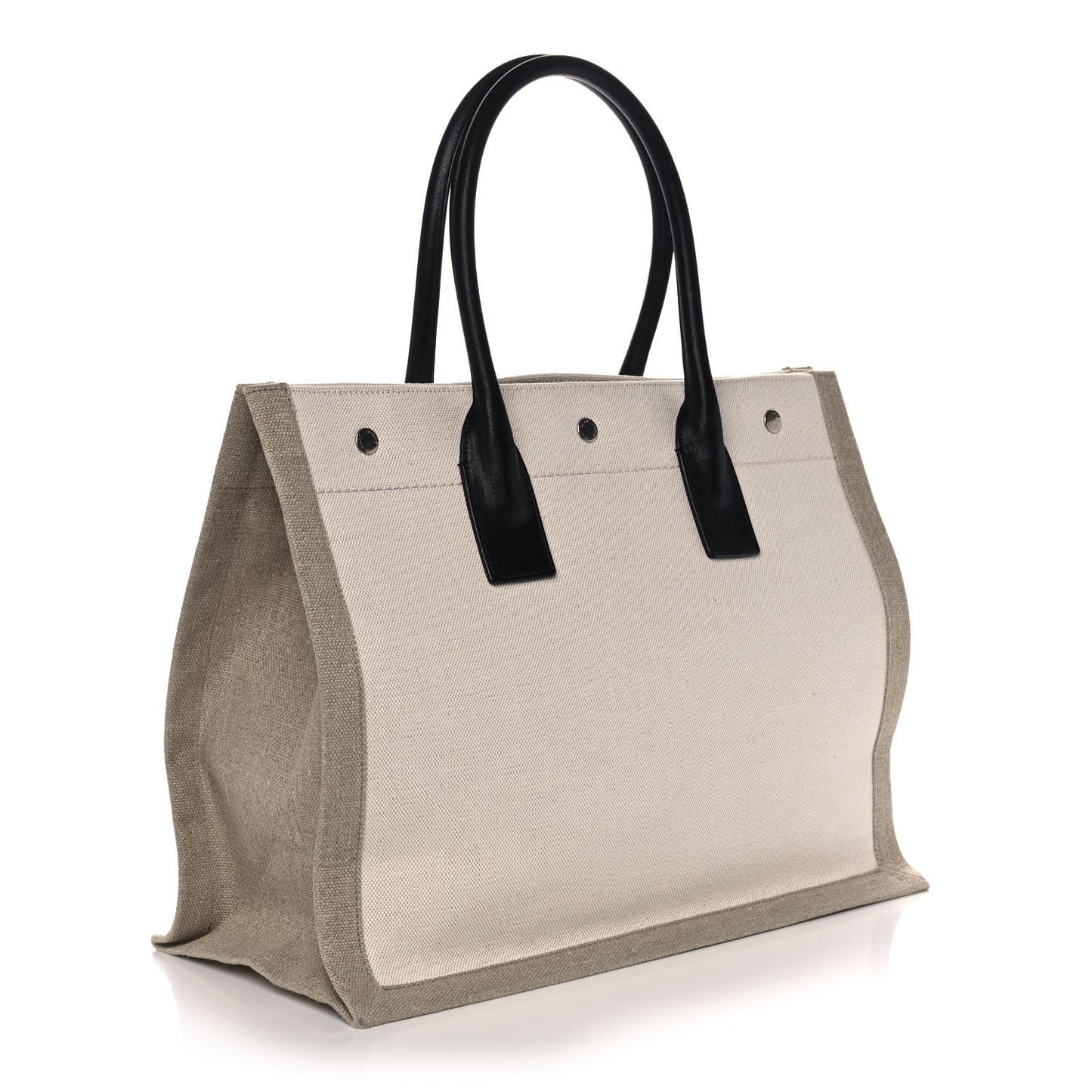 Linen Calfskin Small Rive Gauche Tote Greggio Natural