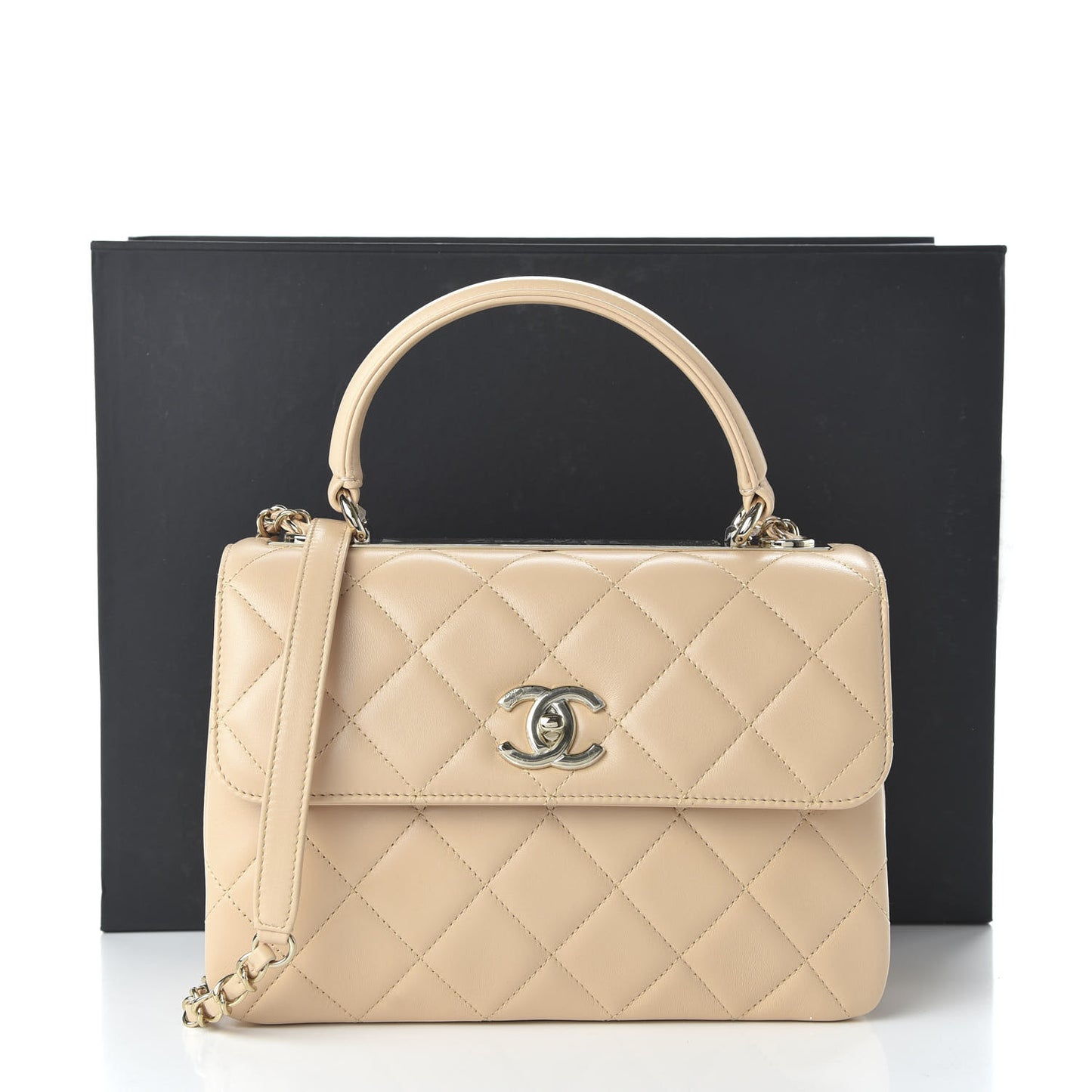 Lambskin Quilted Small Trendy CC Dual Handle Flap Bag Beige