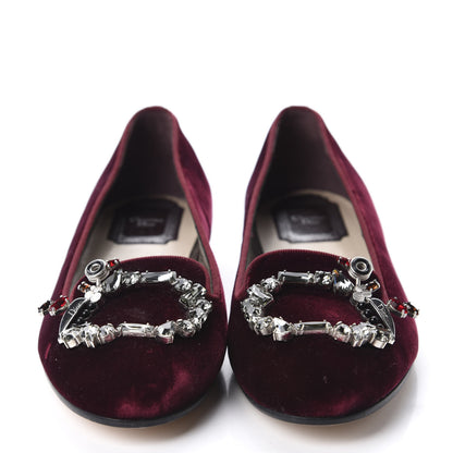 Christian Dior Velvet Tresor Flats 35.5 Bordeaux 2 of 11