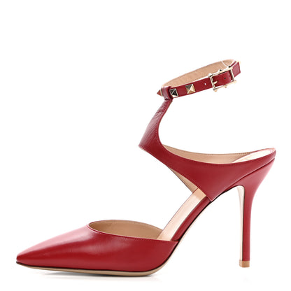 Valentino Garavani Nappa Rockstud Strap Pumps 38.5 Red 1 of 9