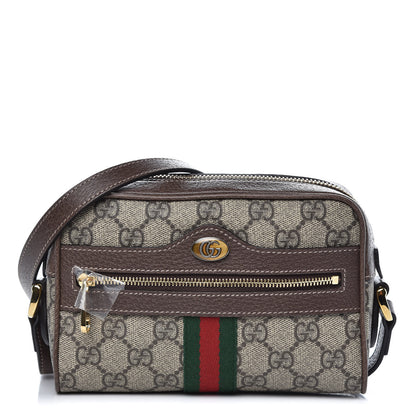 Gucci GG Supreme Monogram Web Mini Ophidia Shoulder Bag Brown 1 of 8