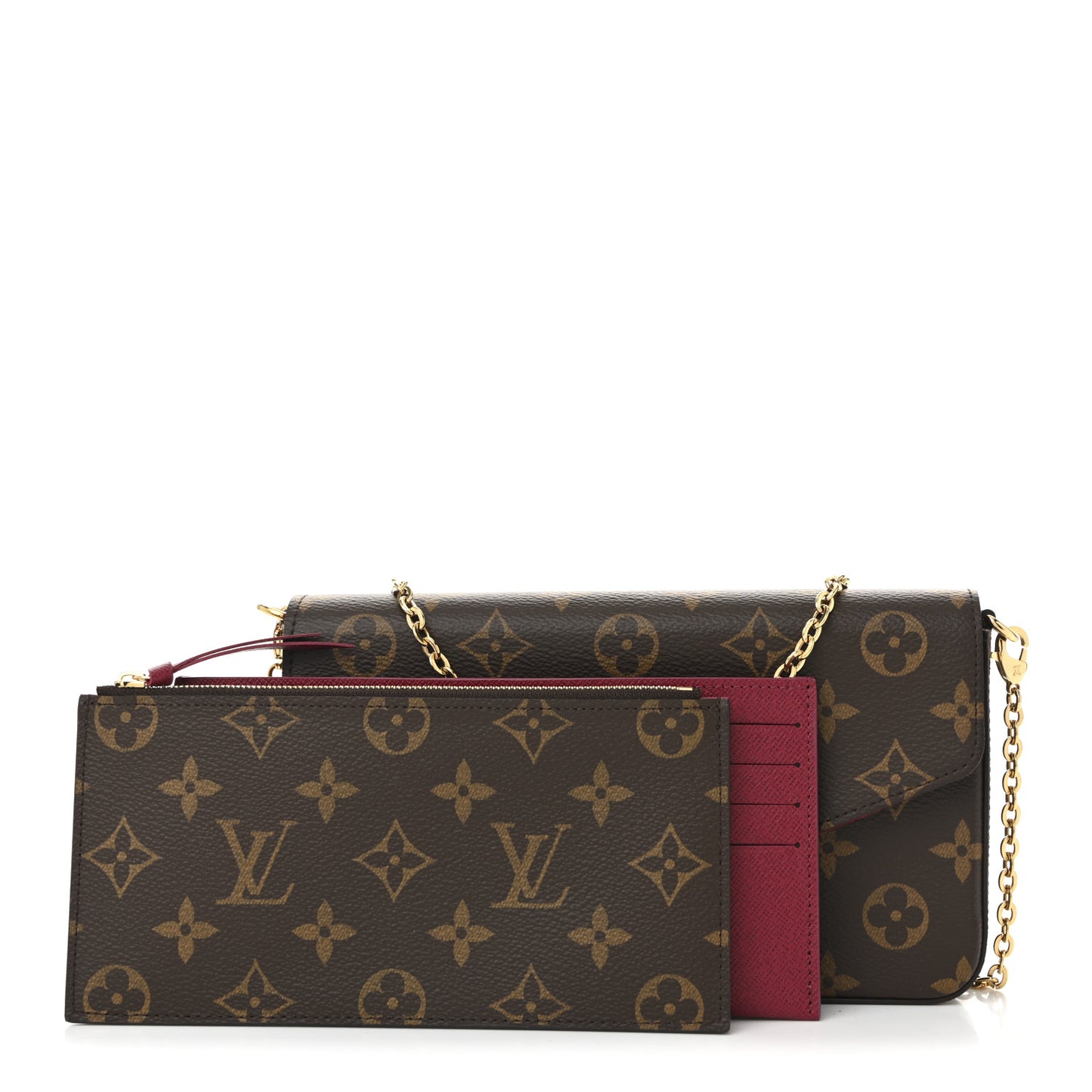 Monogram Pochette Felicie Chain Wallet Fuchsia