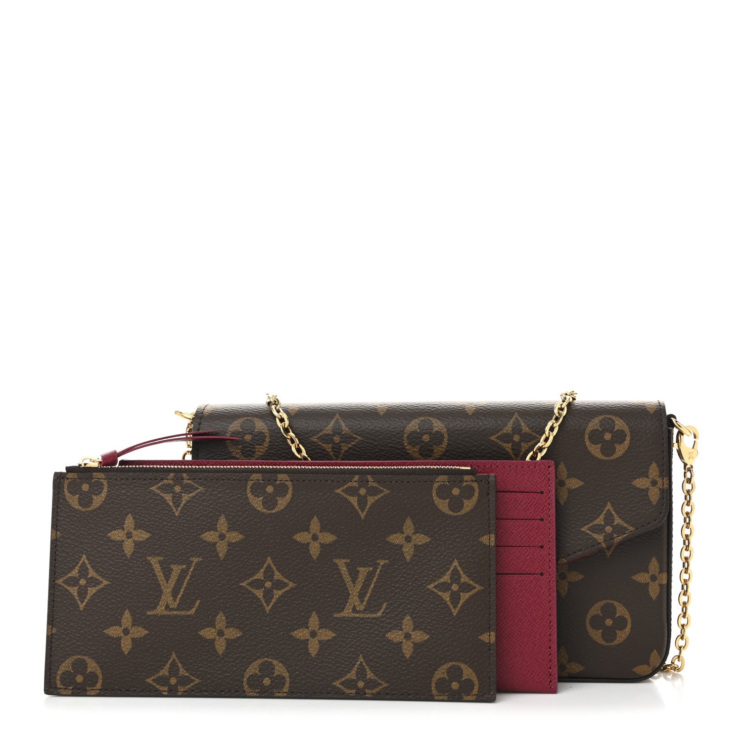 Louis Vuitton Monogram Pochette Felicie Chain Wallet Fuchsia 3 of 10