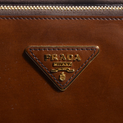 Prada Spazzolato Double Zip Medium Tote Tobacco Fume 9 of 9